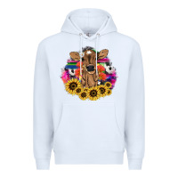 White Baby Cow flower Premium Hoodie - HowdyJamesFarm