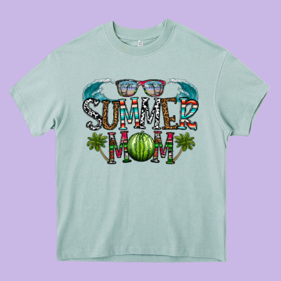 Summer Mom Heavy Core Tee Designed By Cowhidedigitalart