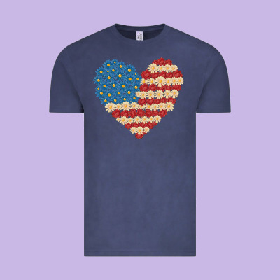 American Heart Flag Vintage Tee Designed By Maliassmallbusiness