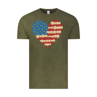 Vintage Olive american heart flag Vintage Tee - MaliasSmallBusiness
