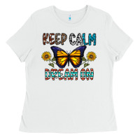 White keep calm dream on Ladies Tee - CowhideDigitalArt