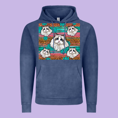 Western Ragdoll Cat Vintage Hoodie Designed By Lillyallendesigns