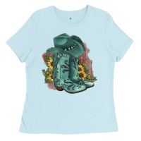 Baby Blue Turquoise Cowboy Boots Ladies Tee - JahusDesignShop