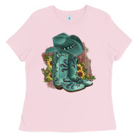 Bubblegum Pink Turquoise Cowboy Boots Ladies Tee - JahusDesignShop