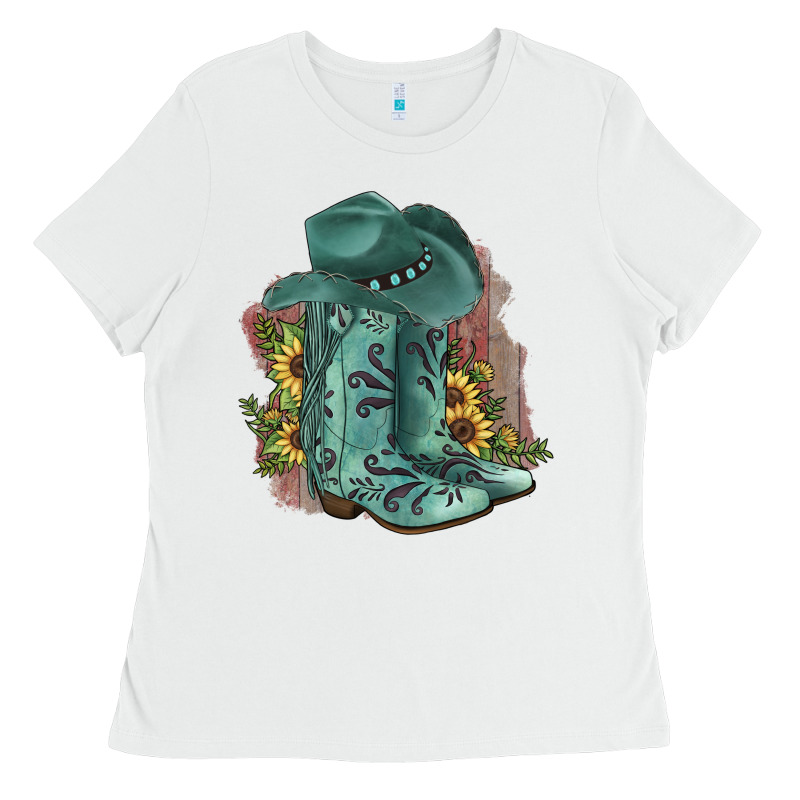 Turquoise Cowboy Boots Ladies Tee by JahusDesignShop | Teevron