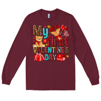 Burgundy my first valentines day Long Sleeve Tee - NancyCooperArtShop