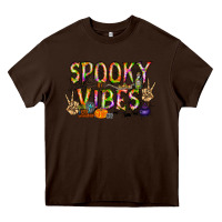 Chocolate Brown spooky vibes Heavy Core Tee - RacoonDesign