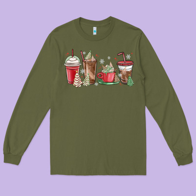 Christmas Tree Cake And Coffee Cups Long Sleeve Tee Designed By Maliassmallbusiness
