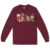 Burgundy christmas tree cake and coffee cups Long Sleeve Tee - MaliasSmallBusiness