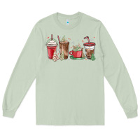Matcha christmas tree cake and coffee cups Long Sleeve Tee - MaliasSmallBusiness