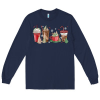 Navy christmas tree cake and coffee cups Long Sleeve Tee - MaliasSmallBusiness