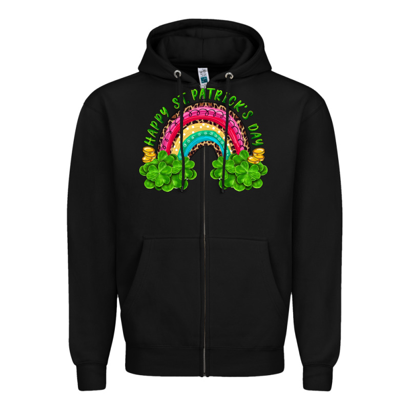 Happy St Patricks Day Rainbow And Shamrock Zipper Hoodie by RanaPortraitStore | Teevron