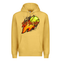 Antique Gold Softball game day leopard fire and ball Premium Hoodie - HowdyJamesFarm