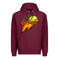 Burgundy Softball game day leopard fire and ball Premium Hoodie - HowdyJamesFarm
