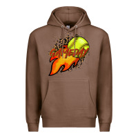 Chestnut Softball game day leopard fire and ball Premium Hoodie - HowdyJamesFarm
