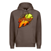 Coffee Softball game day leopard fire and ball Premium Hoodie - HowdyJamesFarm