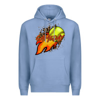 Colony Blue Softball game day leopard fire and ball Premium Hoodie - HowdyJamesFarm