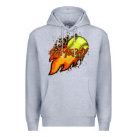 Heather Grey Softball game day leopard fire and ball Premium Hoodie - HowdyJamesFarm
