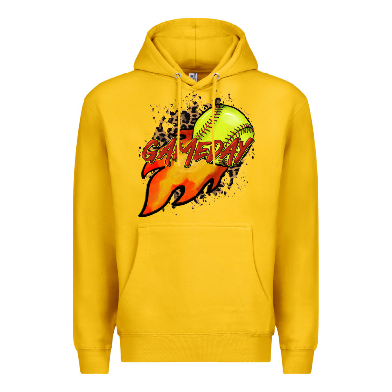 Softball Game Day Leopard Fire And Ball Premium Hoodie by HowdyJamesFarm | Teevron
