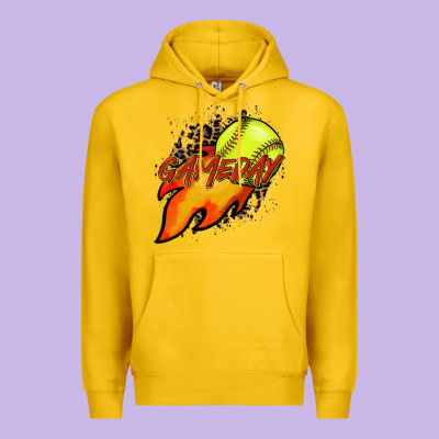 Softball Game Day Leopard Fire And Ball Premium Hoodie Designed By Howdyjamesfarm