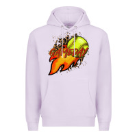 Lilac Softball game day leopard fire and ball Premium Hoodie - HowdyJamesFarm