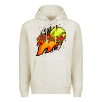 Oatmeal Heather Softball game day leopard fire and ball Premium Hoodie - HowdyJamesFarm