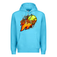 Ocean Blue Softball game day leopard fire and ball Premium Hoodie - HowdyJamesFarm