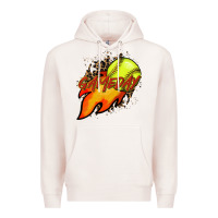 Pale Pink Softball game day leopard fire and ball Premium Hoodie - HowdyJamesFarm