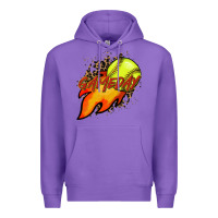Purple Softball game day leopard fire and ball Premium Hoodie - HowdyJamesFarm