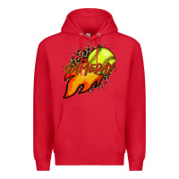 Red Softball game day leopard fire and ball Premium Hoodie - HowdyJamesFarm