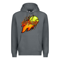 Rock Softball game day leopard fire and ball Premium Hoodie - HowdyJamesFarm
