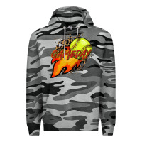 Slate Camo Softball game day leopard fire and ball Premium Hoodie - HowdyJamesFarm