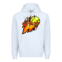 White Softball game day leopard fire and ball Premium Hoodie - HowdyJamesFarm