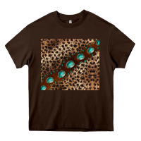 Chocolate Brown leopard gemstone leather Heavy Core Tee - BarkalooDesign
