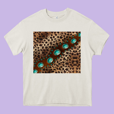 Leopard Gemstone Leather Heavy Core Tee Designed By Barkaloodesign