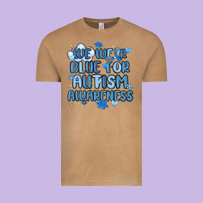 We Wear Blue For Autism Awareness Vintage Tee Designed By Maliassmallbusiness