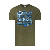 Vintage Olive we wear blue for autism awareness Vintage Tee - MaliasSmallBusiness