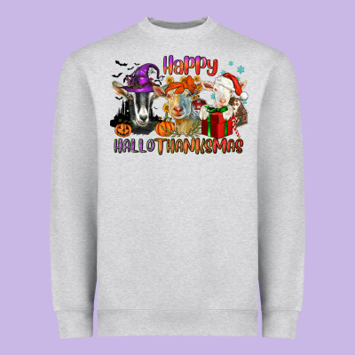 Happy Hallothanksmas Goats Heavyweight Sweatshirt Designed By Nancycooperartshop