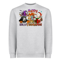 Heather Grey Happy Hallothanksmas goats Heavyweight Sweatshirt - NancyCooperArtShop