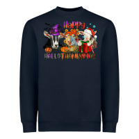 Navy Happy Hallothanksmas goats Heavyweight Sweatshirt - NancyCooperArtShop