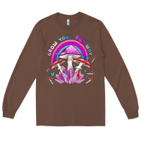 Chestnut grow your own way crystal and mushroom Long Sleeve Tee - MaliasSmallBusiness