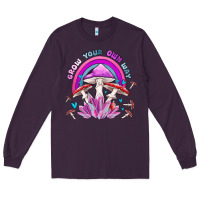 Plum grow your own way crystal and mushroom Long Sleeve Tee - MaliasSmallBusiness