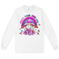 White grow your own way crystal and mushroom Long Sleeve Tee - MaliasSmallBusiness