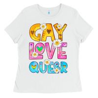 White gay love queer Ladies Tee - HRA Design Shop