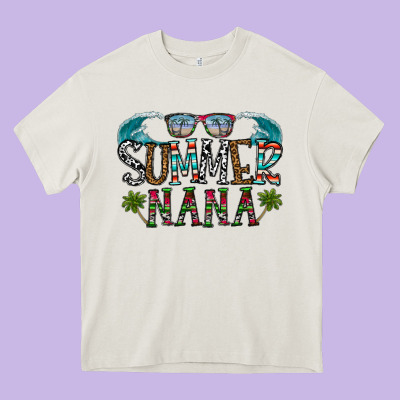 Summer Nana Heavy Core Tee Designed By Cowhidedigitalart