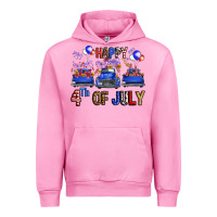Fuchsia Pink Western Truck Hello Fourth Of July America Urban Hoodie - FaDigitalArtStudio