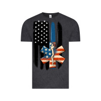 Vintage Black ems american flag Vintage Tee - MaliasSmallBusiness