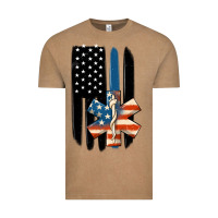Vintage Coffee ems american flag Vintage Tee - MaliasSmallBusiness