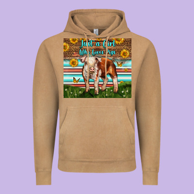 Just A Girl Who Loves Pig Vintage Hoodie Designed By Lillyallendesigns