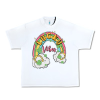 White lucky vibes Urban Heavy Tee - MaliasSmallBusiness